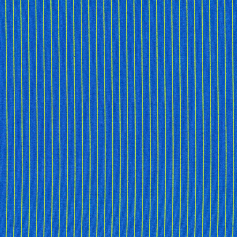 Blue fabric with small neon green stripes