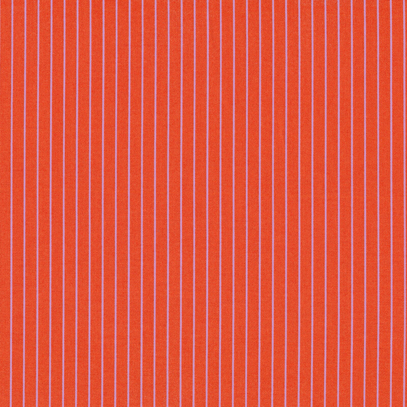 Reddish orange fabric with small purple stripes