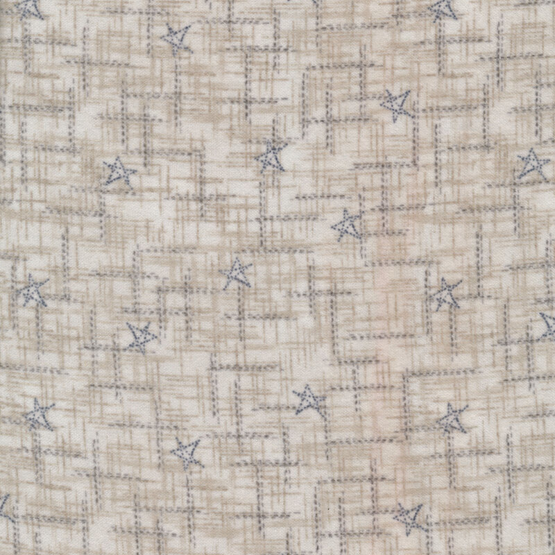 Flannel features a cross-hatch pattern and stars on a cream background