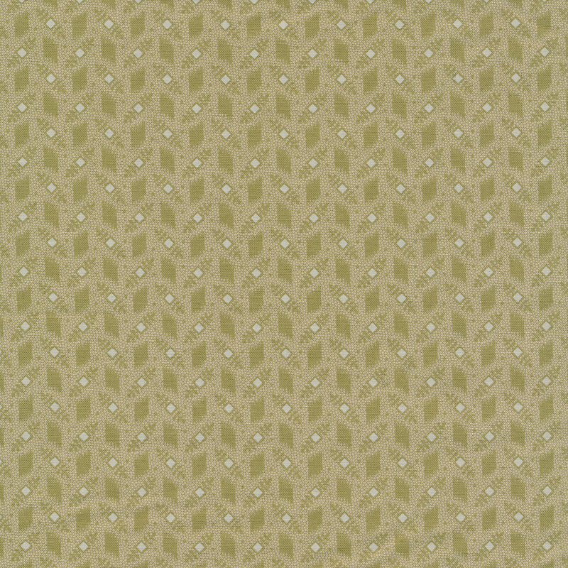 Light green fabric with small geometric squares and shapes