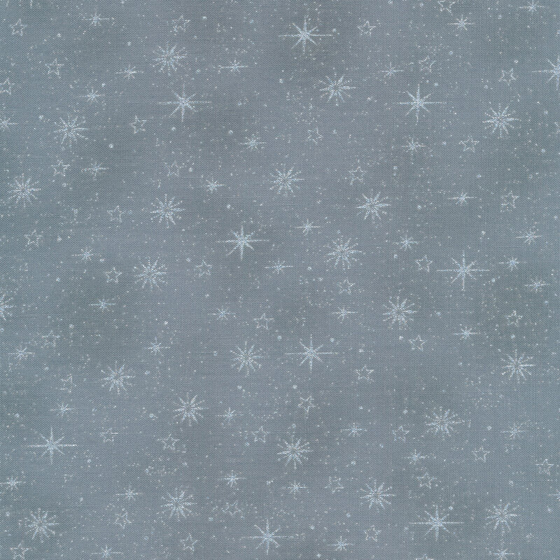 Dark gray mottled fabric with metallic silver stars all over