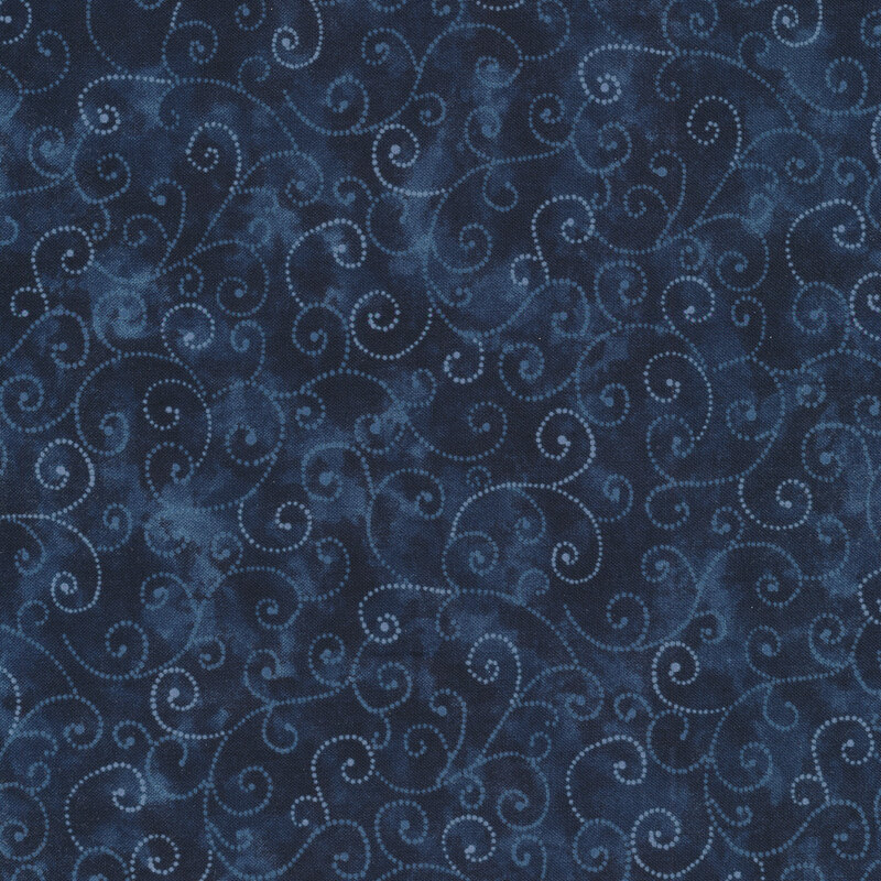 tonal navy blue fabric with swirls 