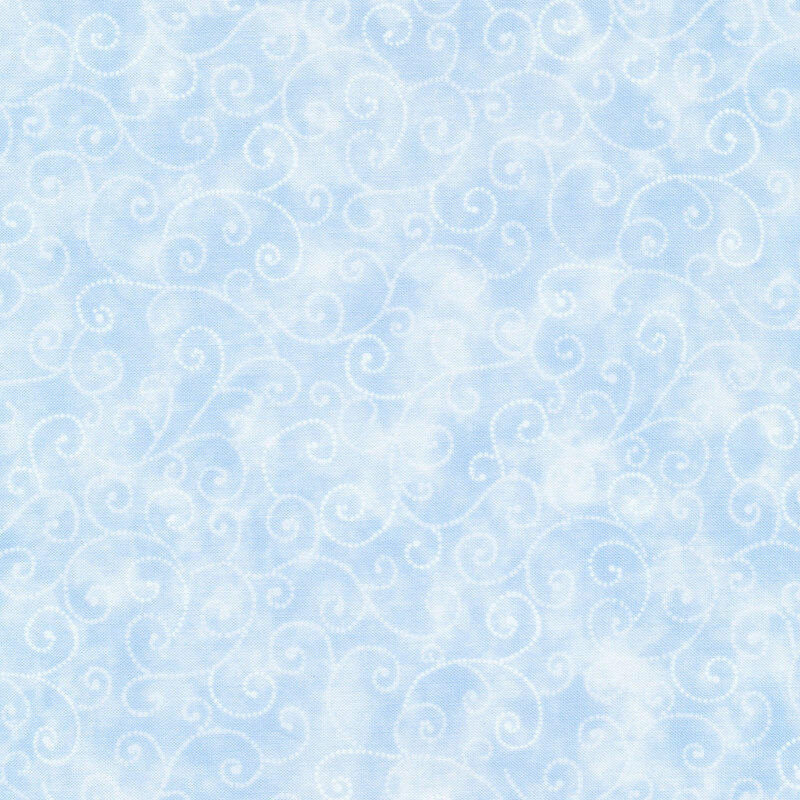 tonal sky blue fabric with swirls 