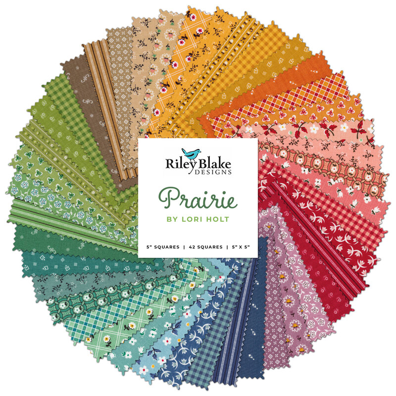 A collage of prairie themed fabrics included in the 5