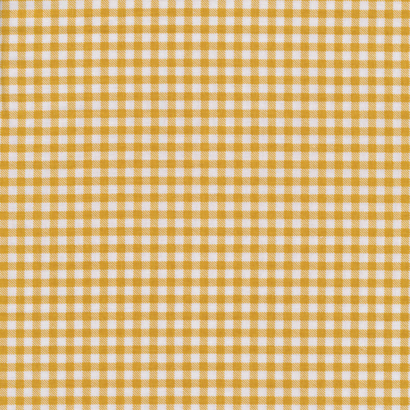 Fabric of a dark yellow gingham print