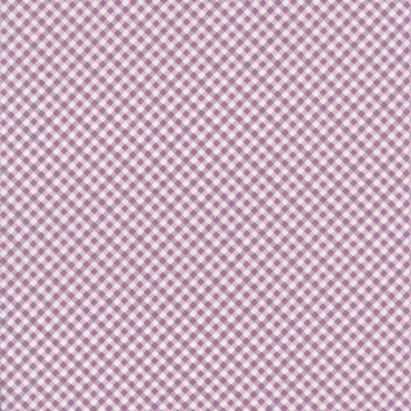 Fabric of a small diagonal purple gingham print