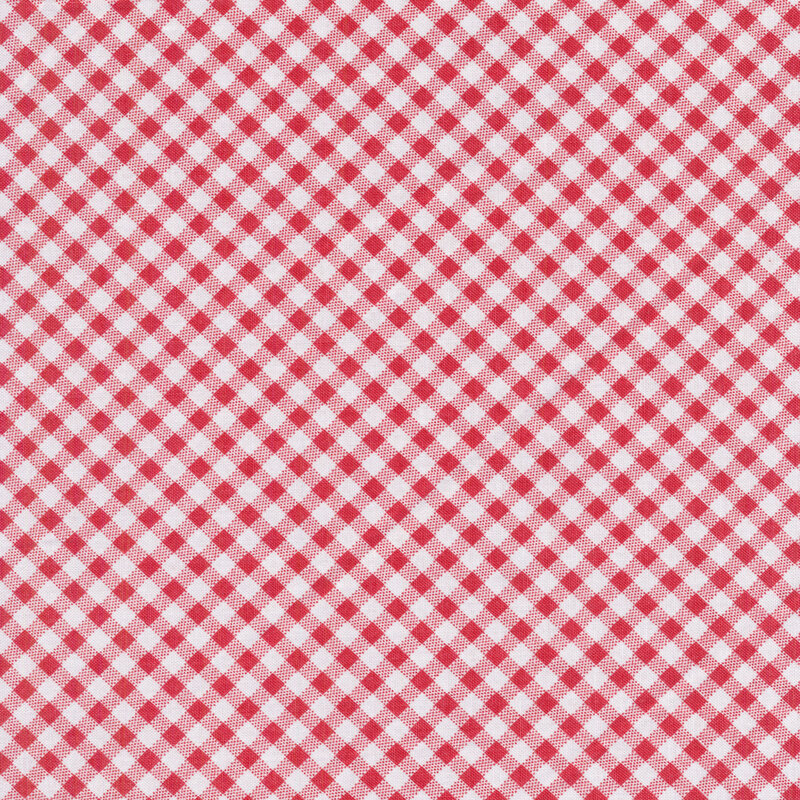 Fabric of a small diagonal pink gingham print