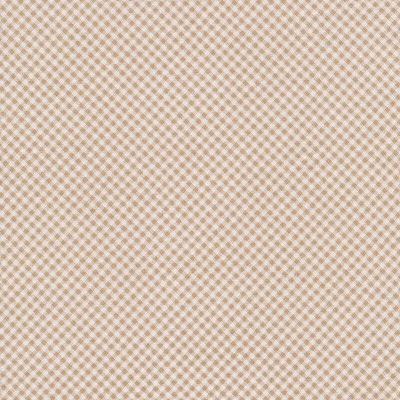 Fabric of a micro diagonal tan gingham print