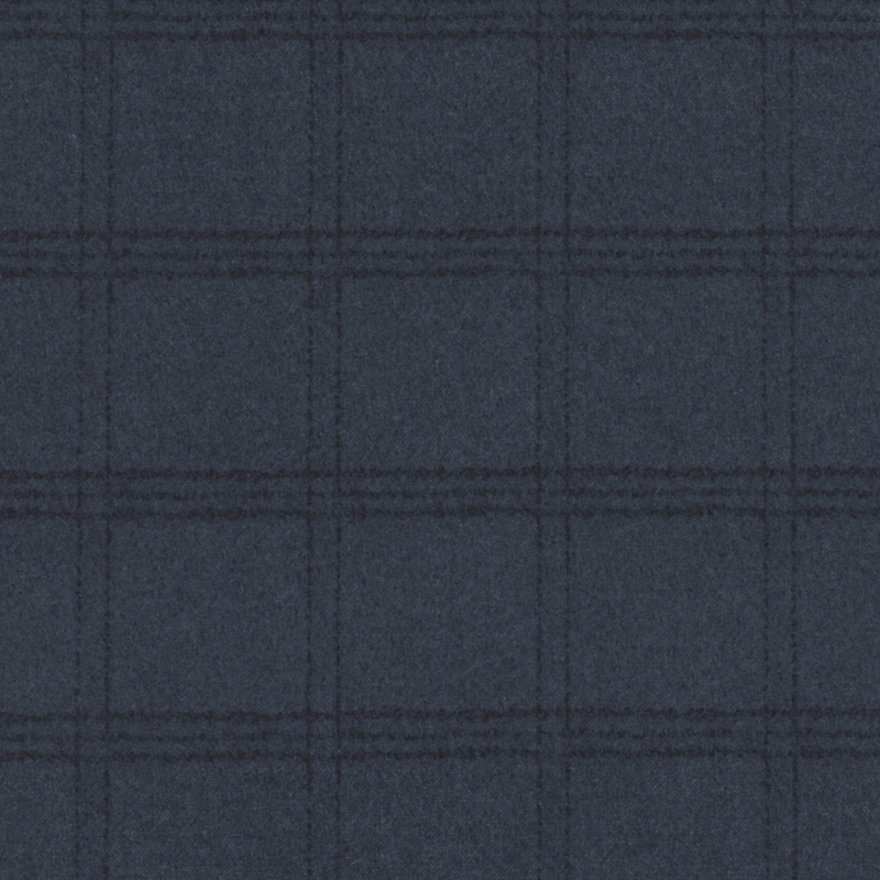 muted navy flannel fabric with darker tartan plaid patterning