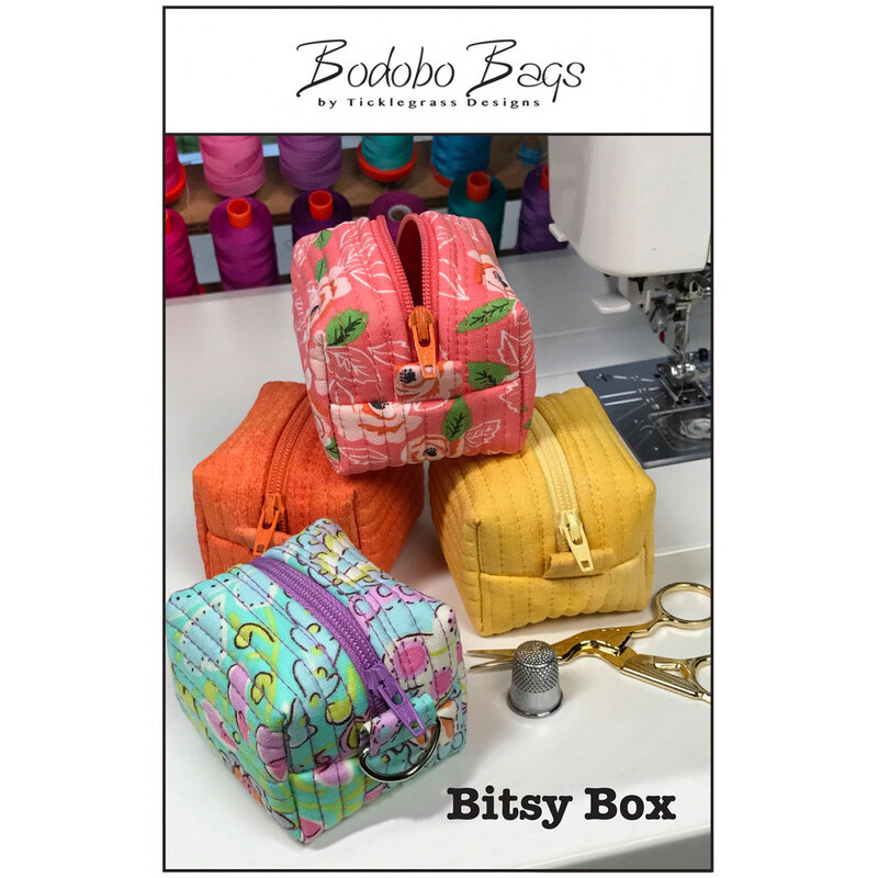 The front of the Bitsy Box pattern by Bodobo Bags