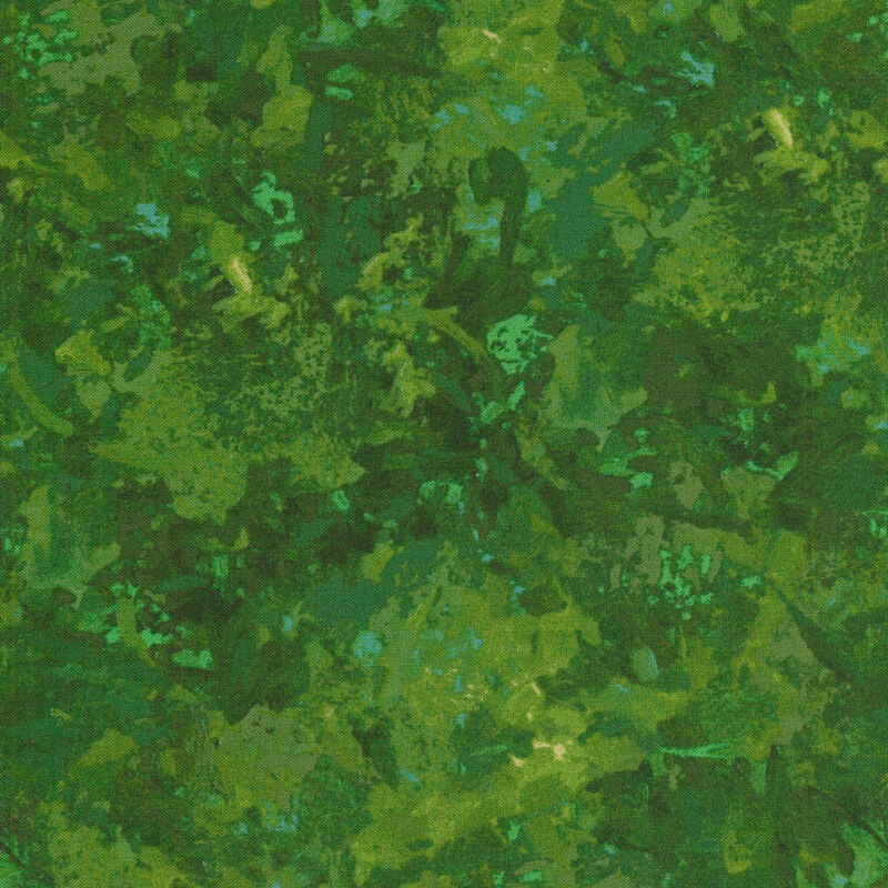 A fabric with a mottled watercolor texture in a green color