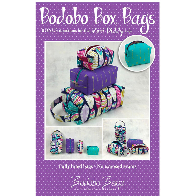 The front of the Bodobo Box Bags pattern by Ticklegrass Design