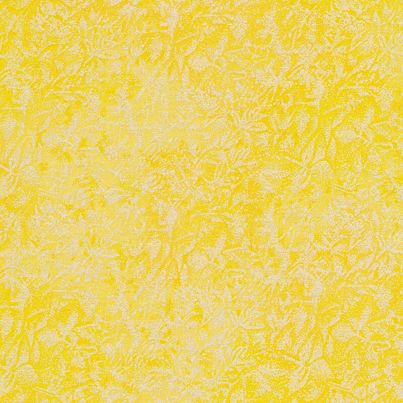 Tonal yellow colored fabric features mottled design with metallic accents | Shabby Fabrics