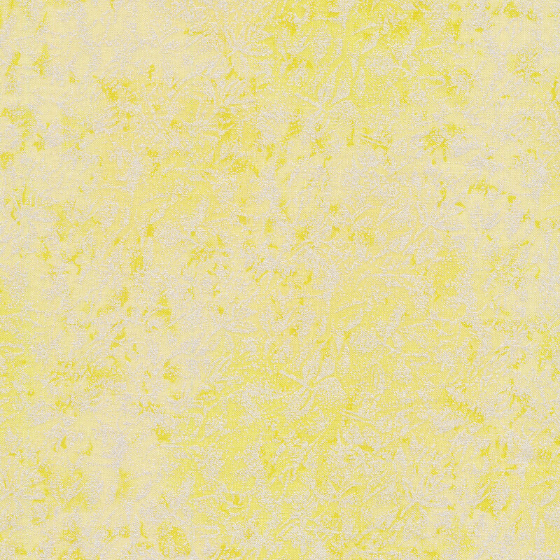 Tonal light yellow colored fabric features mottled design with metallic accents | Shabby Fabrics