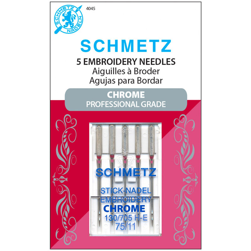 A pack of 5 Schmetz Embroidery Needles in size 75/11