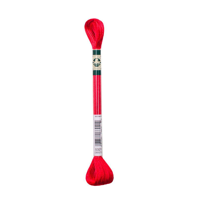 Bright red Satin embroidery floss by DMC