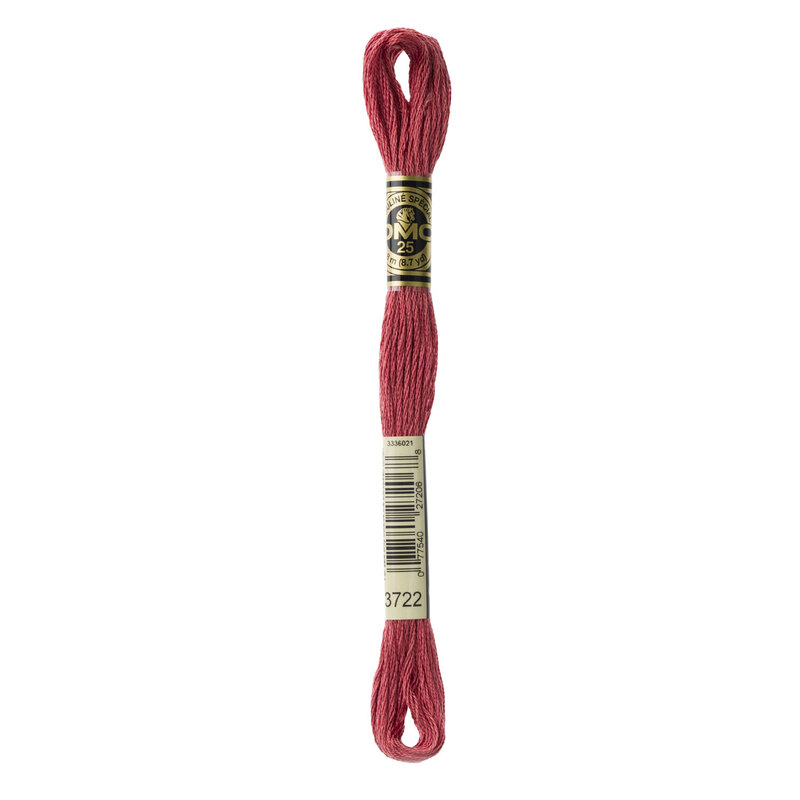 Close up image of DMC 3722 embroidery floss in its packaging