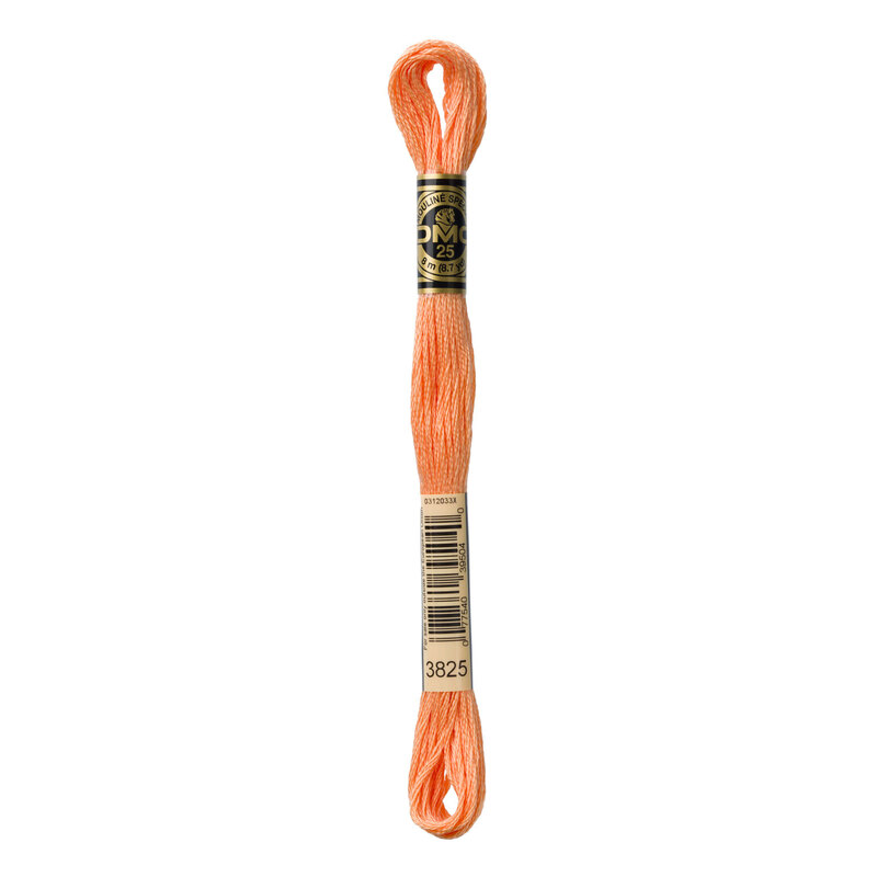 Close up image of DMC 3825 embroidery floss in its packaging