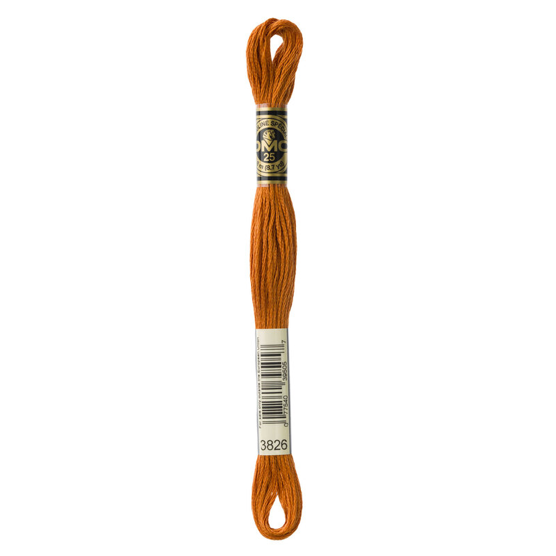 Close up image of DMC 3826 embroidery floss in its packaging