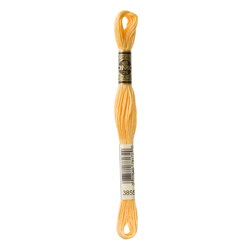 Close up image of DMC 3855 embroidery floss in its packaging