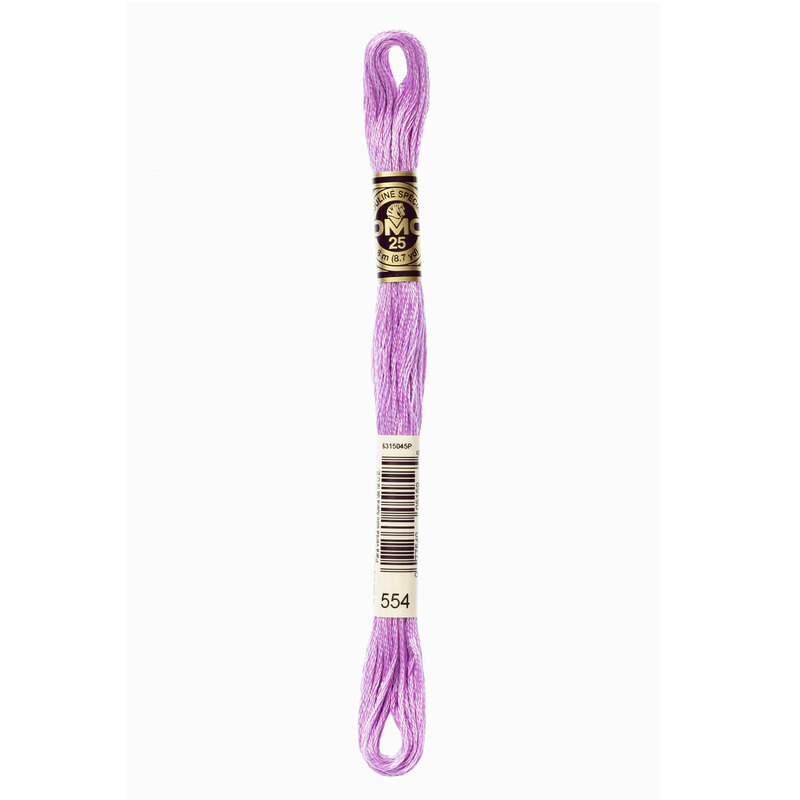 Close up image of DMC 554 Light Violet embroidery floss in its packaging
