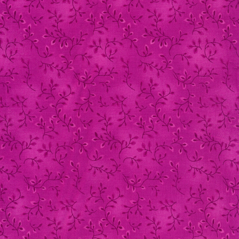 Tonal hot pink fabric with leaves and vines all over