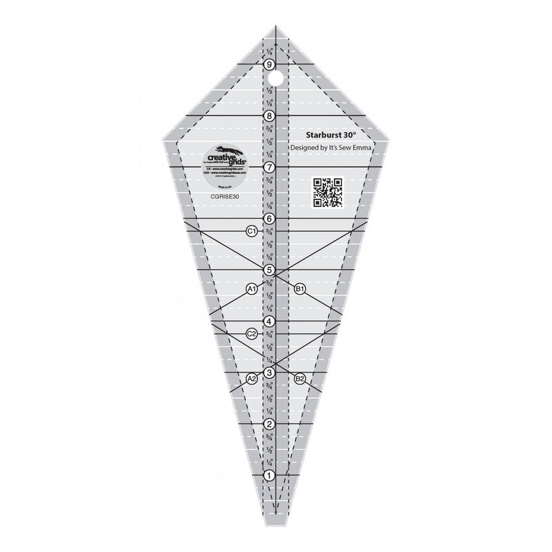 A 30 degree Starburst Triangle Ruler on a white background
