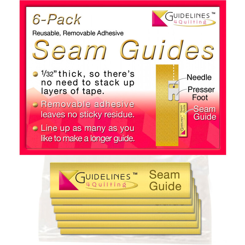 image of Seam Guide pack of 6 in red and white packaging and a diagram to direct user