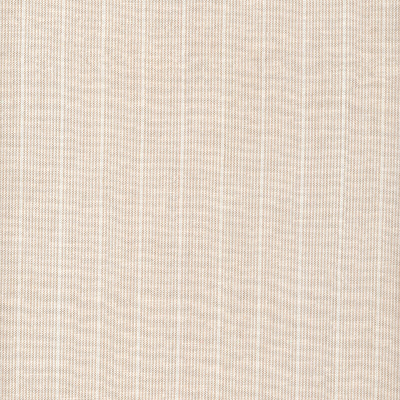 Woven fabric of small tan stripes on an off-white background.