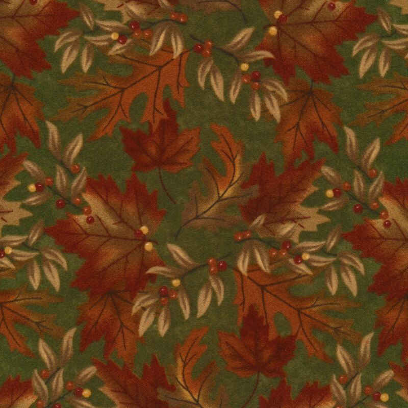 Fall Melody Flannels 6901-12F Olive by Holly Taylor for Moda Fabrics ...