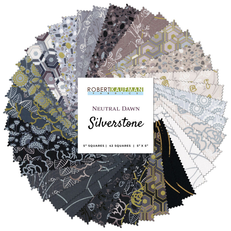 A collage of metallic fabrics from the Silverstone collection