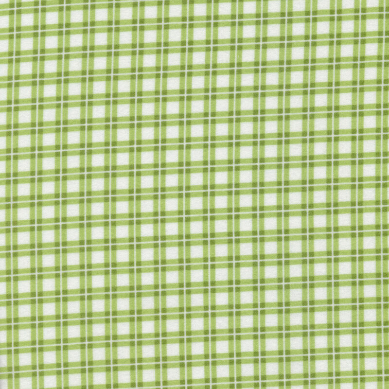 A green and white plaid flannel fabric