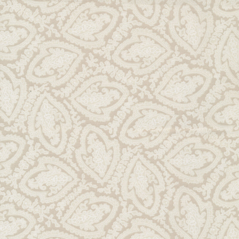 Light cream tonal fabric with paisley and floral accents all over