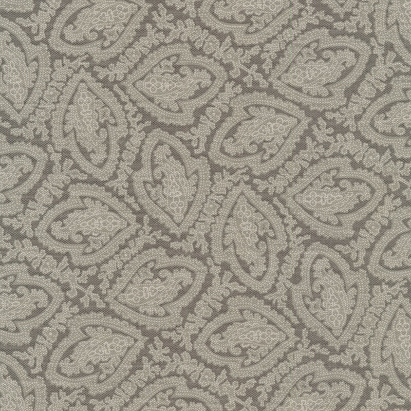 Tonal taupe fabric with paisley and floral accents all over