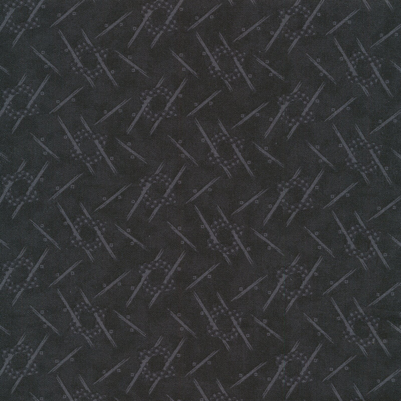 Mottled charcoal fabric with distressed zig zag patterns all over