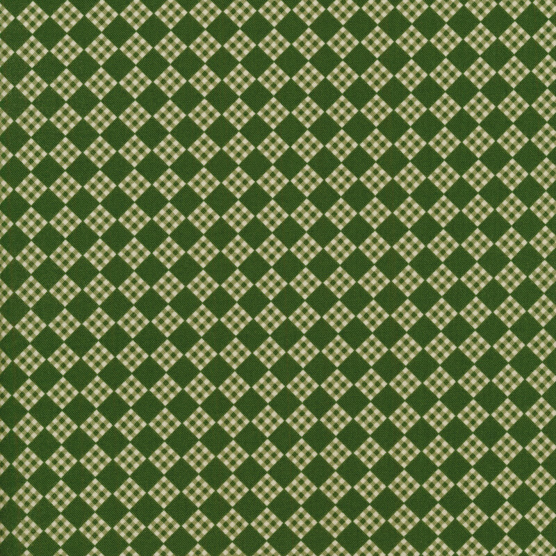 Green fabric with plaid diamonds all over