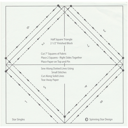 2-1/2" Star Singles Half Square Triangles Spinning Star Design
