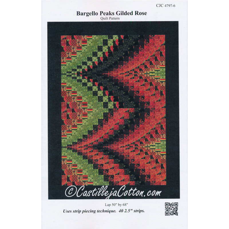 Image of front of pattern booklet for Bargello Peaks Gilded Rose quilt pattern