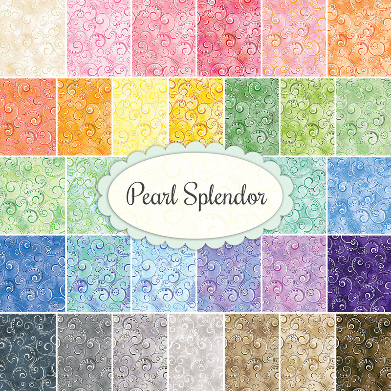 A collage of basic swirl fabrics from the Pearl Splendor collection