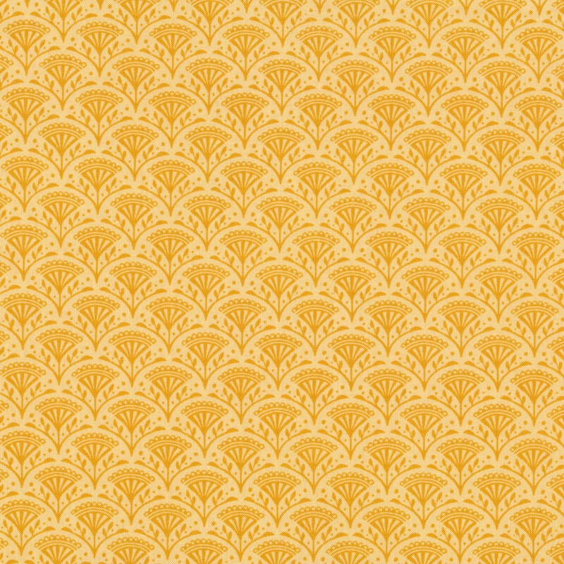 Yellow tonal fabric with ornamental scallops all over