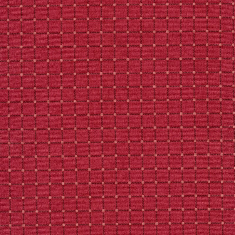 Dark red fabric with dark square outlines
