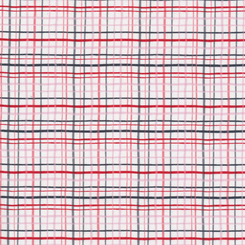 Red, white, and black plaid fabric