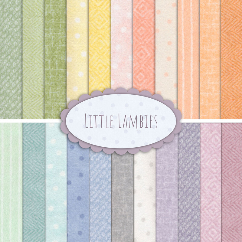 Collage of fabrics in the Little Lambies Collection