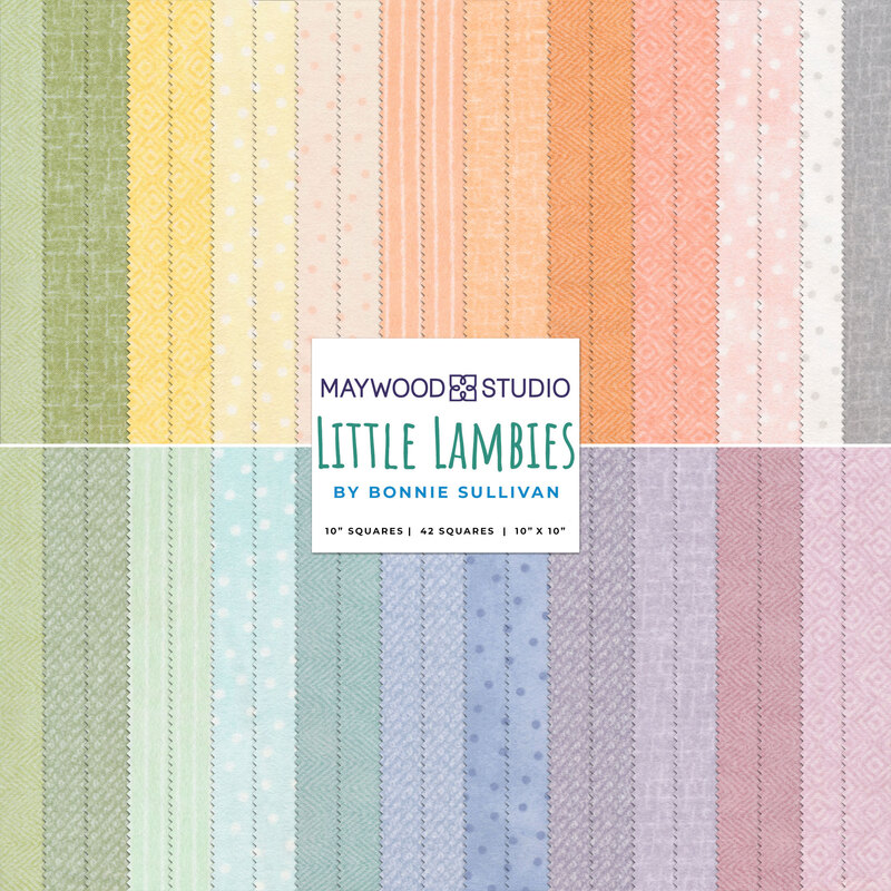 Collage of fabrics in the Little Lambies Layer Cake
