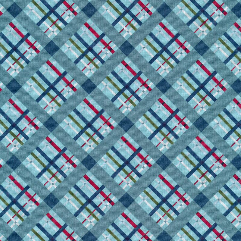 blue fabric with a plaid pattern