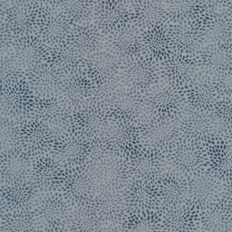 tonal blue/gray fabric featuring dots all over 