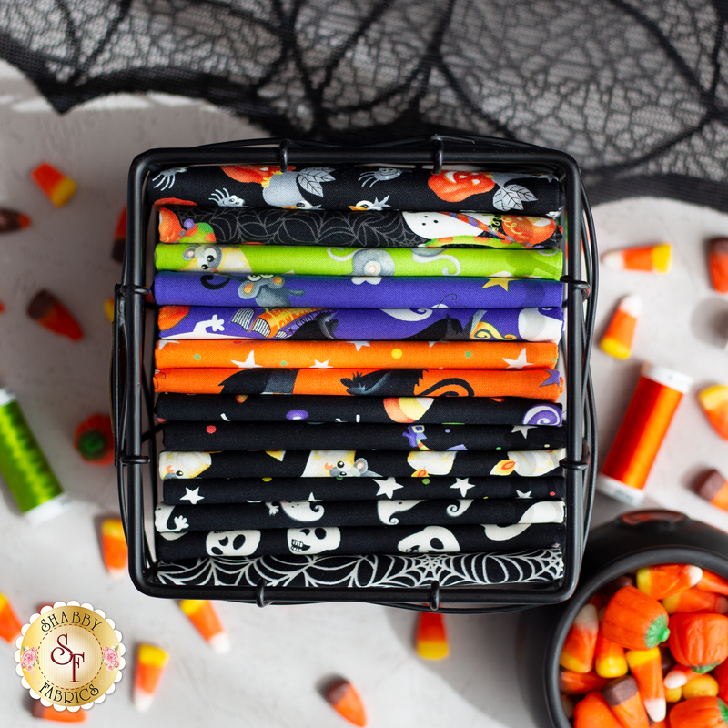 An image of the FQs included in the Boo! Glow In The Dark Fat Quarter Set