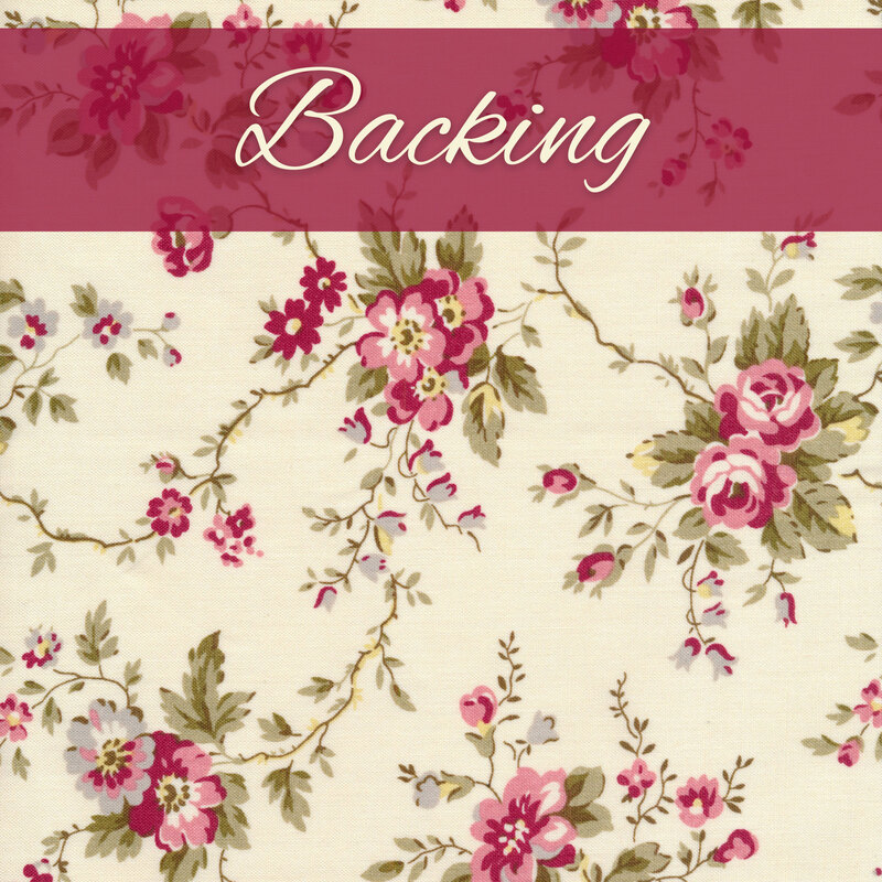 Florals and vines on cream labeled as backing.
