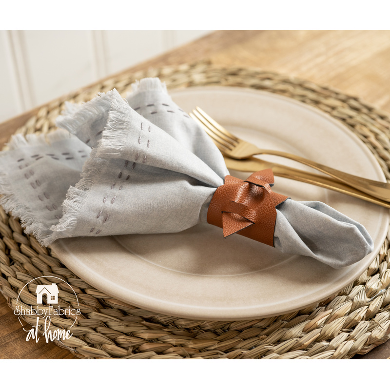 Fringed Cloth Napkins and Napkin Rings Kit - Makes 4