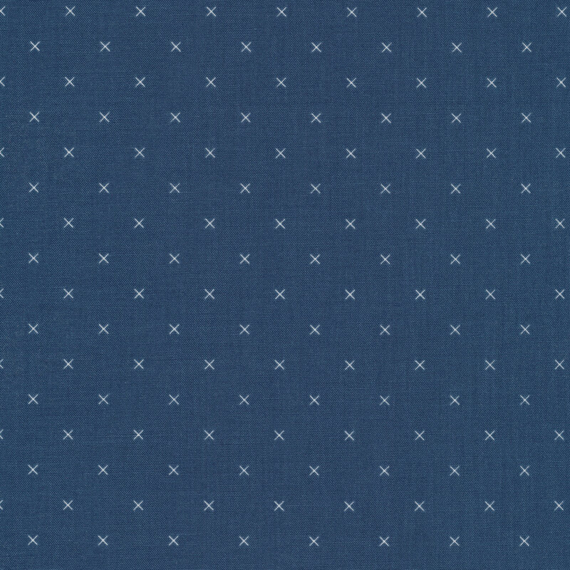 Small cream x's on a blue background